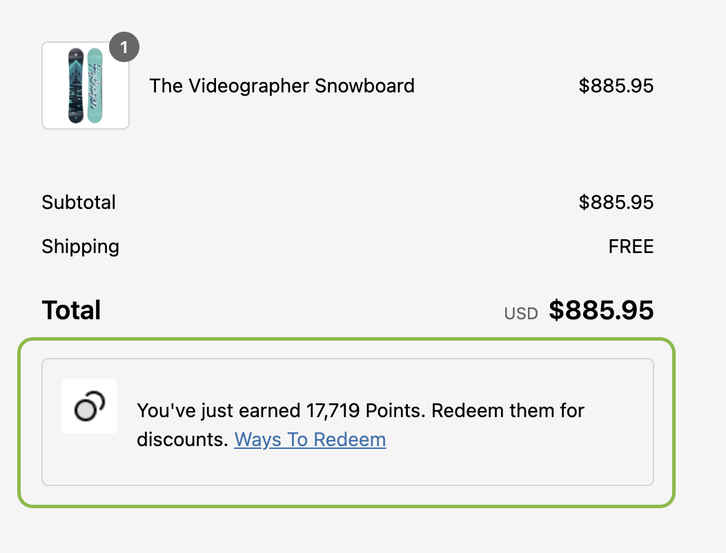 Logged-in customer earned points view