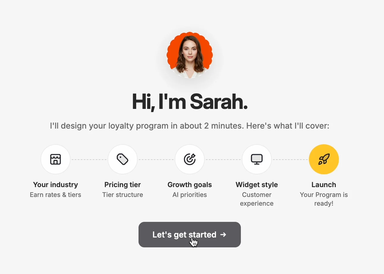 Sarah wizard introduction screen