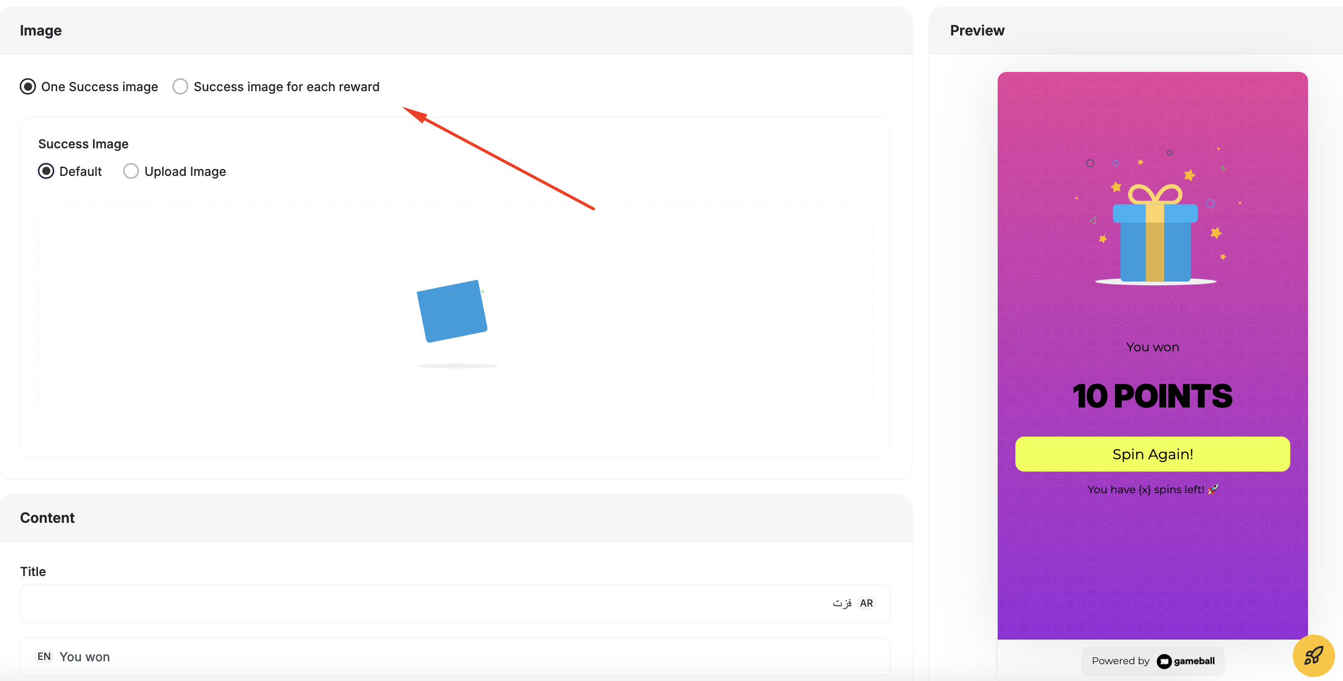 Multiple winning icons for games