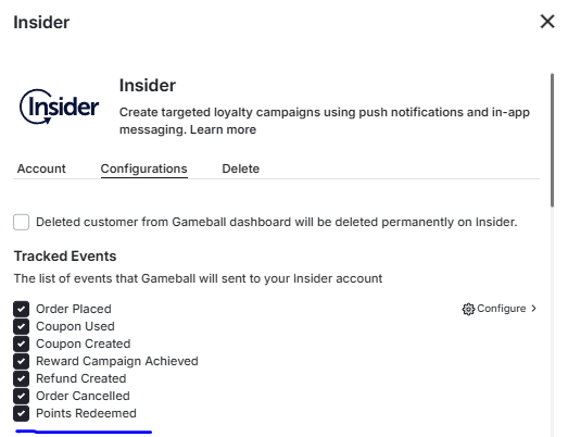 Points redeemed event integration