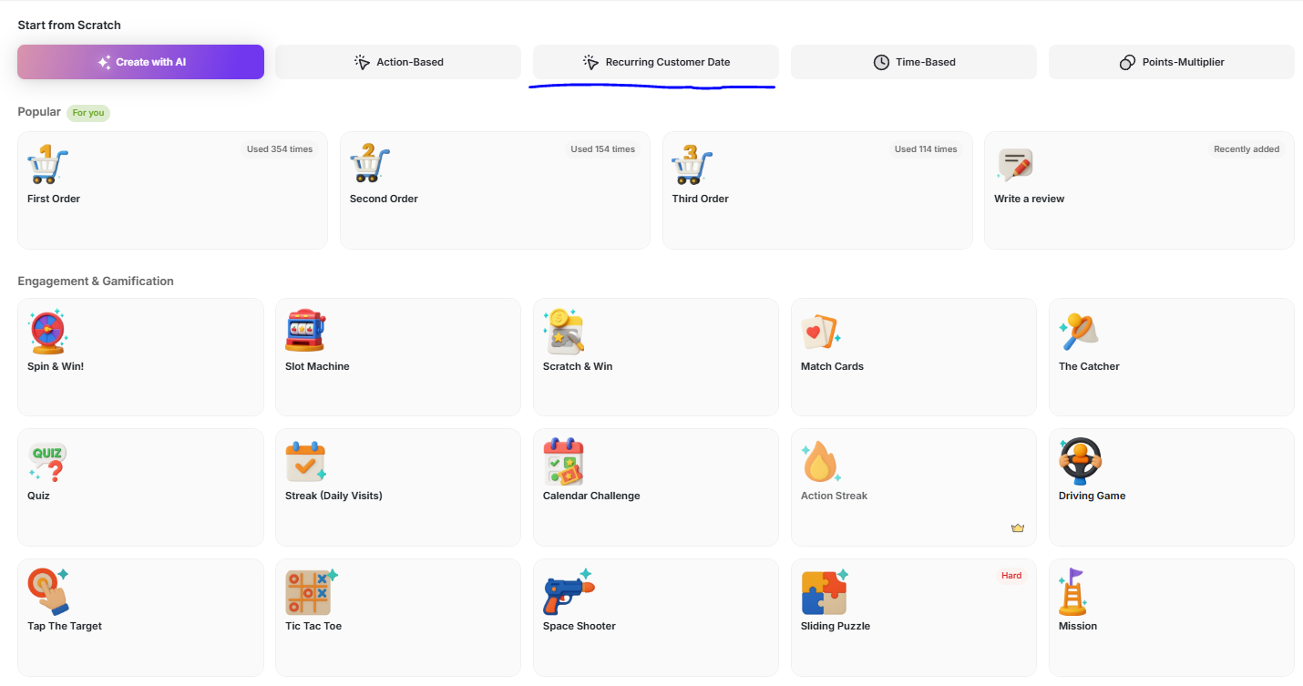 Recurring customer date campaign