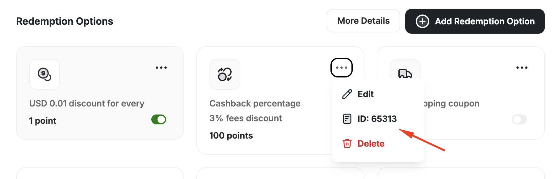 Redemption ID visibility