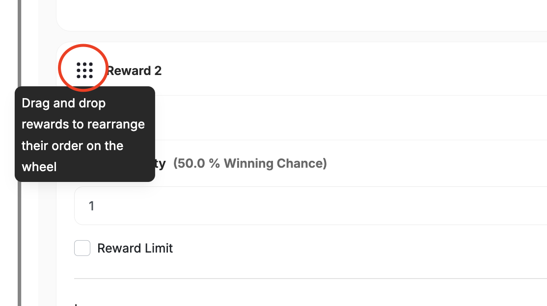 Reorder rewards in Spin the Wheel