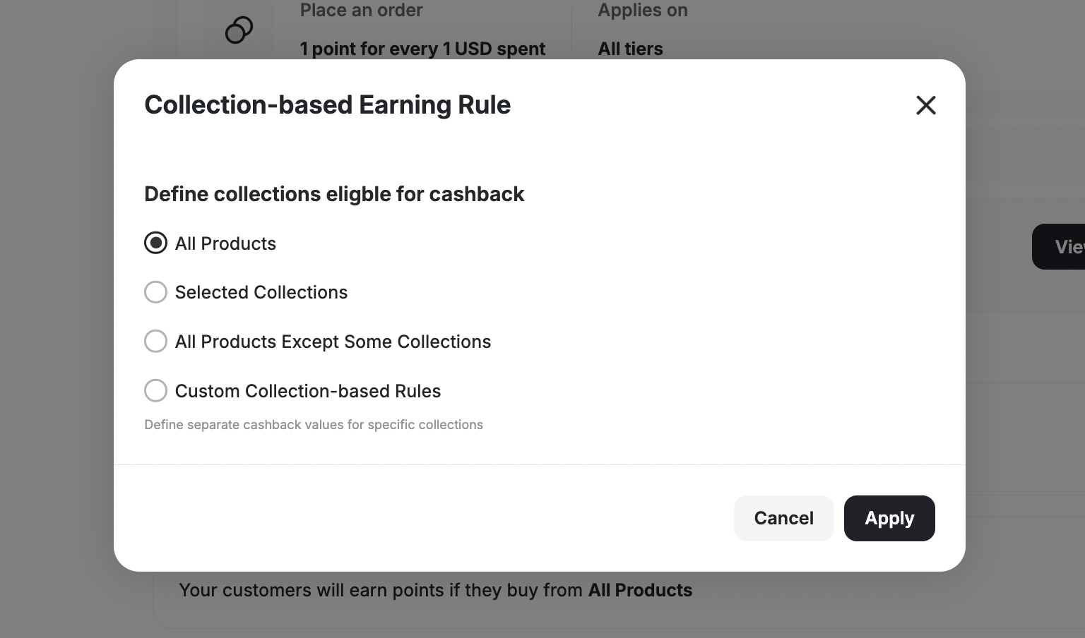 Cashback Options