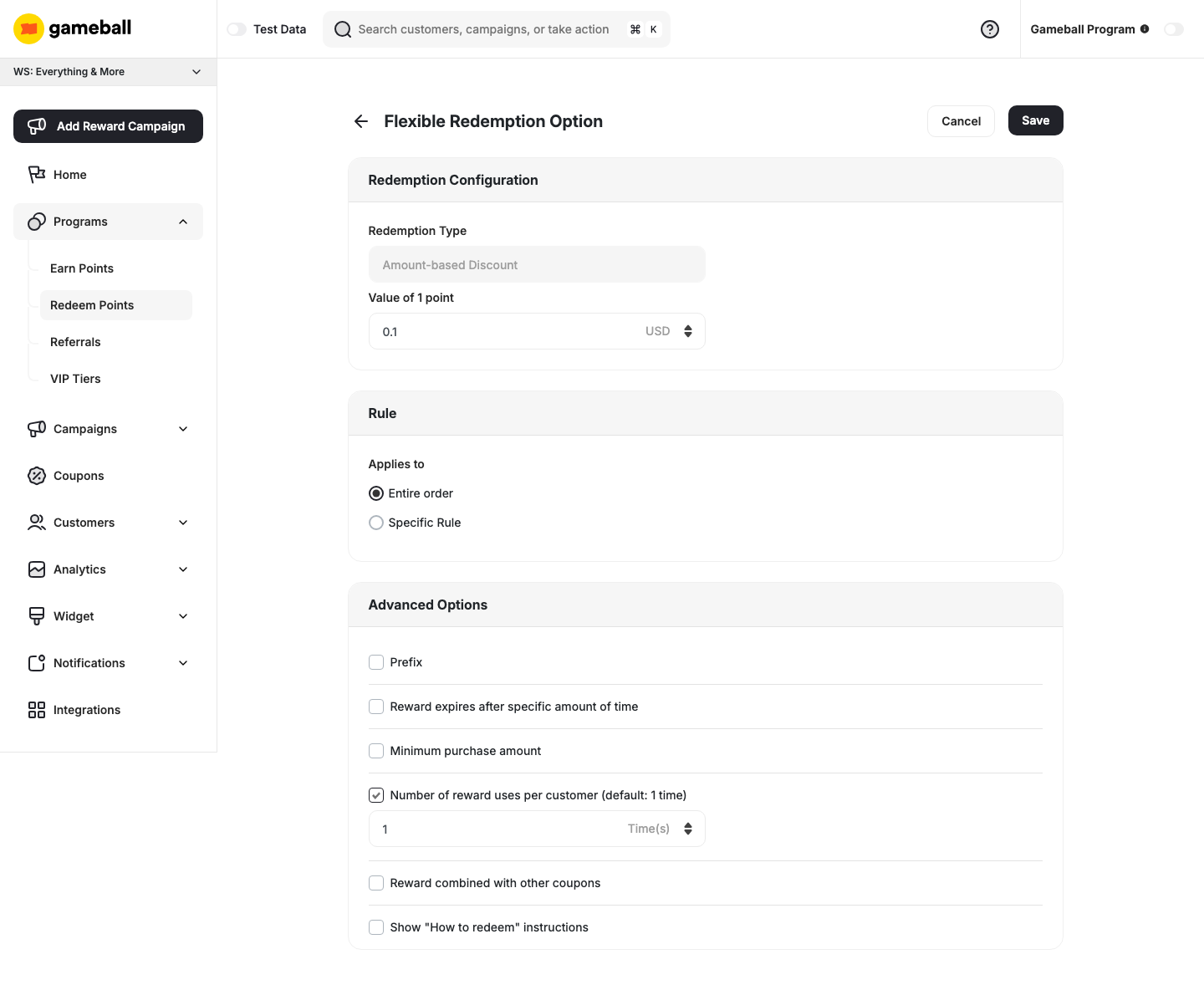 How Do I Launch and Configure My Redeem Pointing System? - Gameball Docs