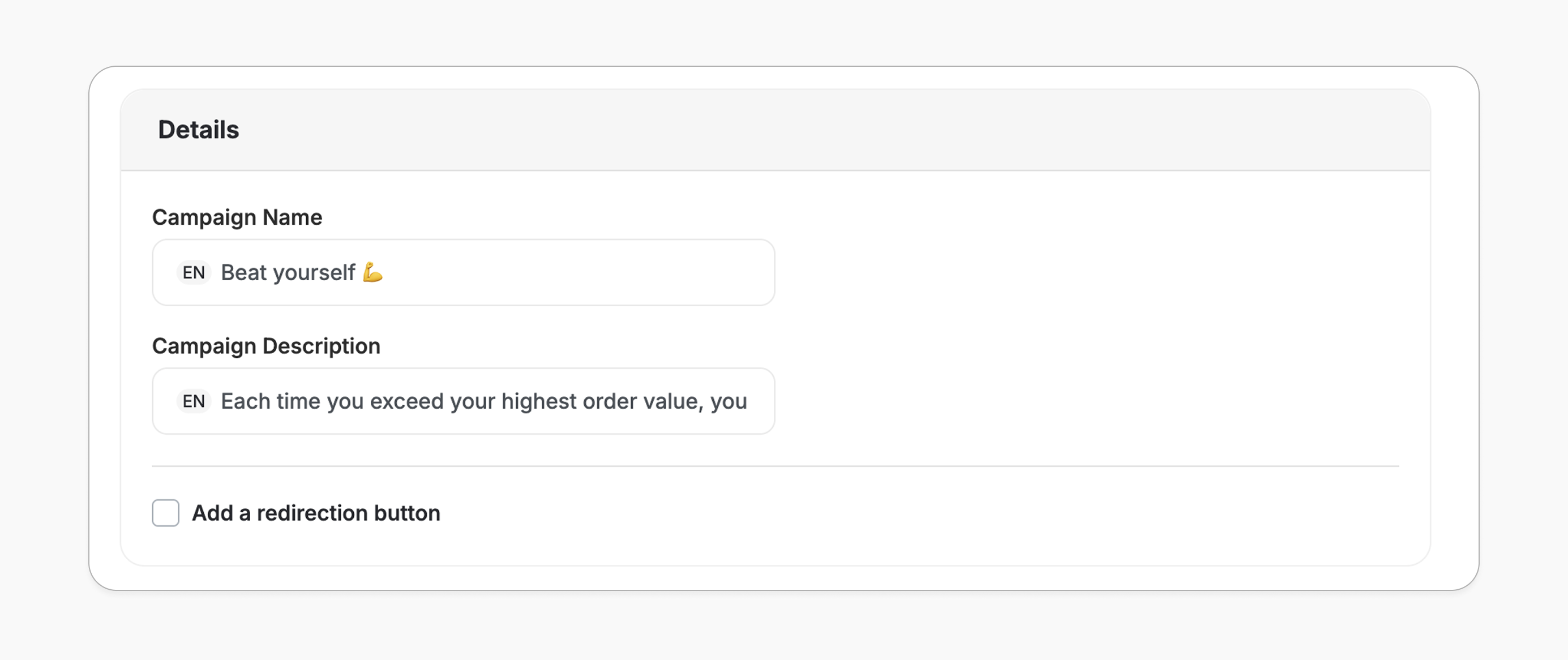 Campaign details section