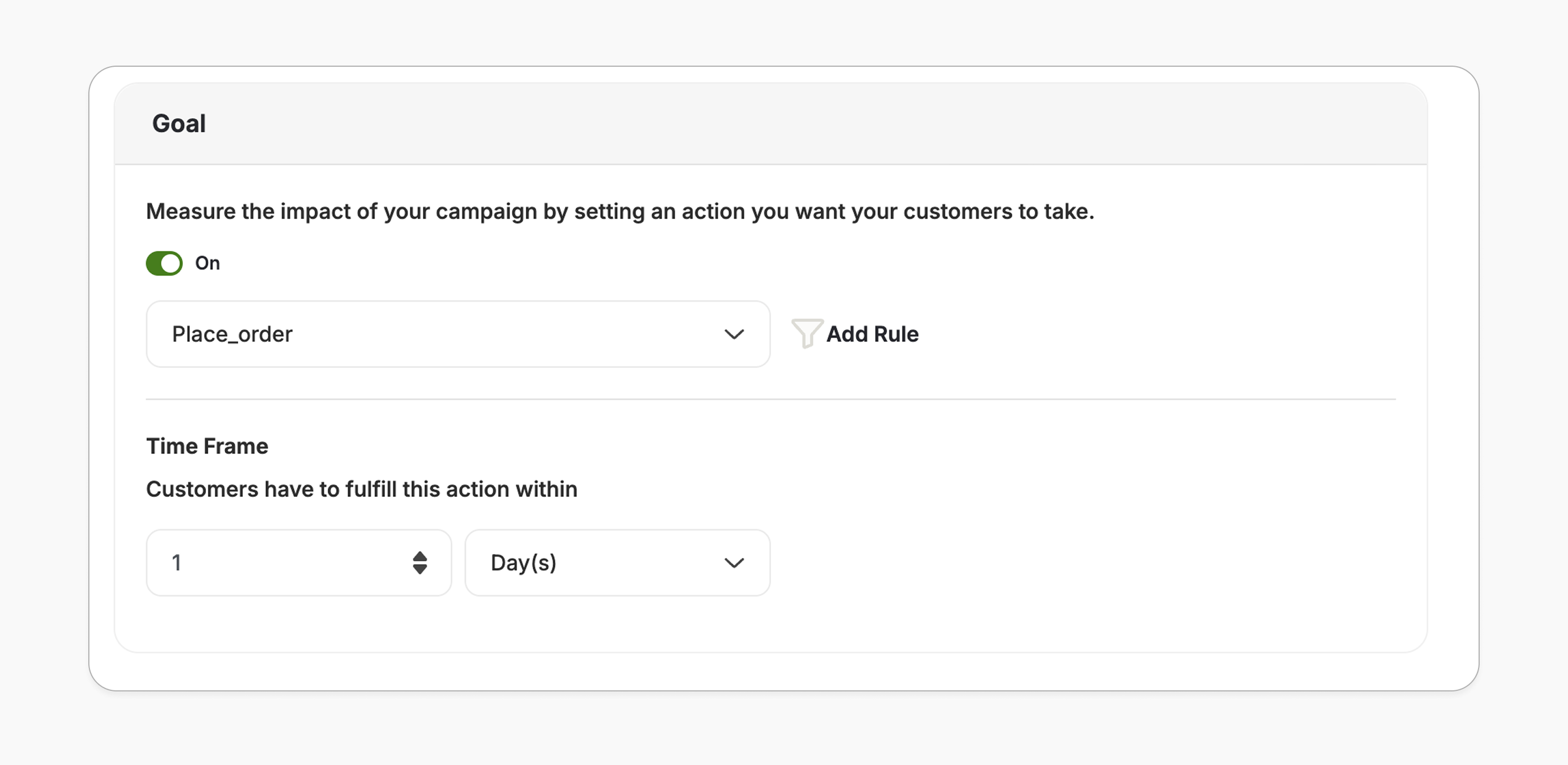 Campaign goal settings