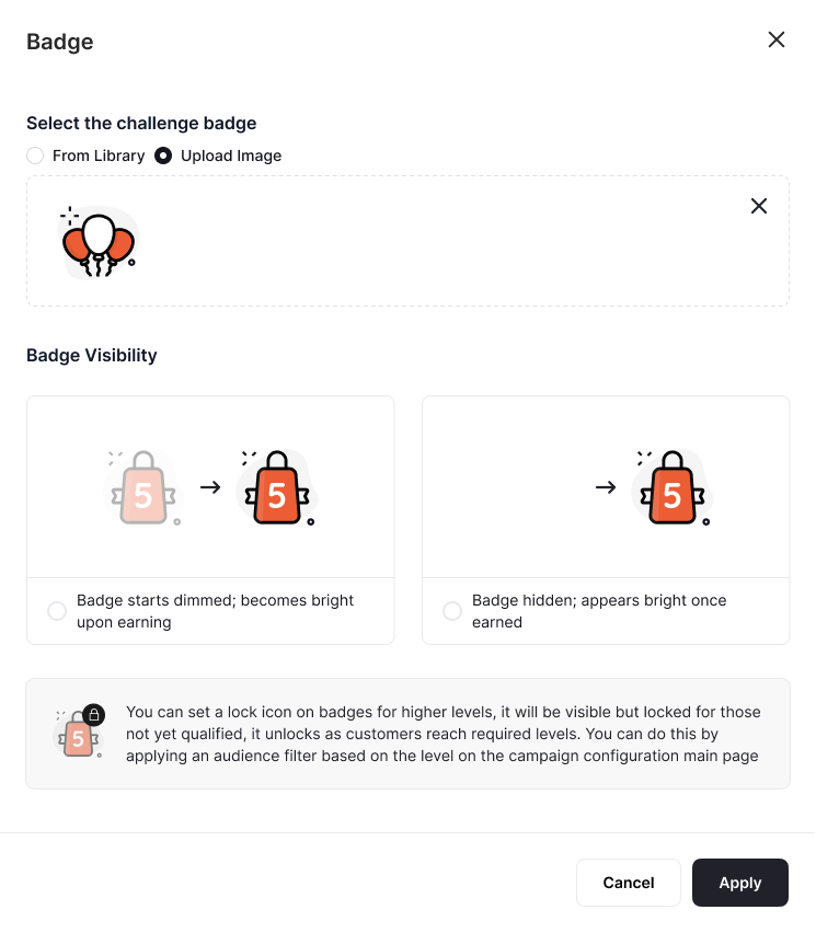 Badge dimmed visibility