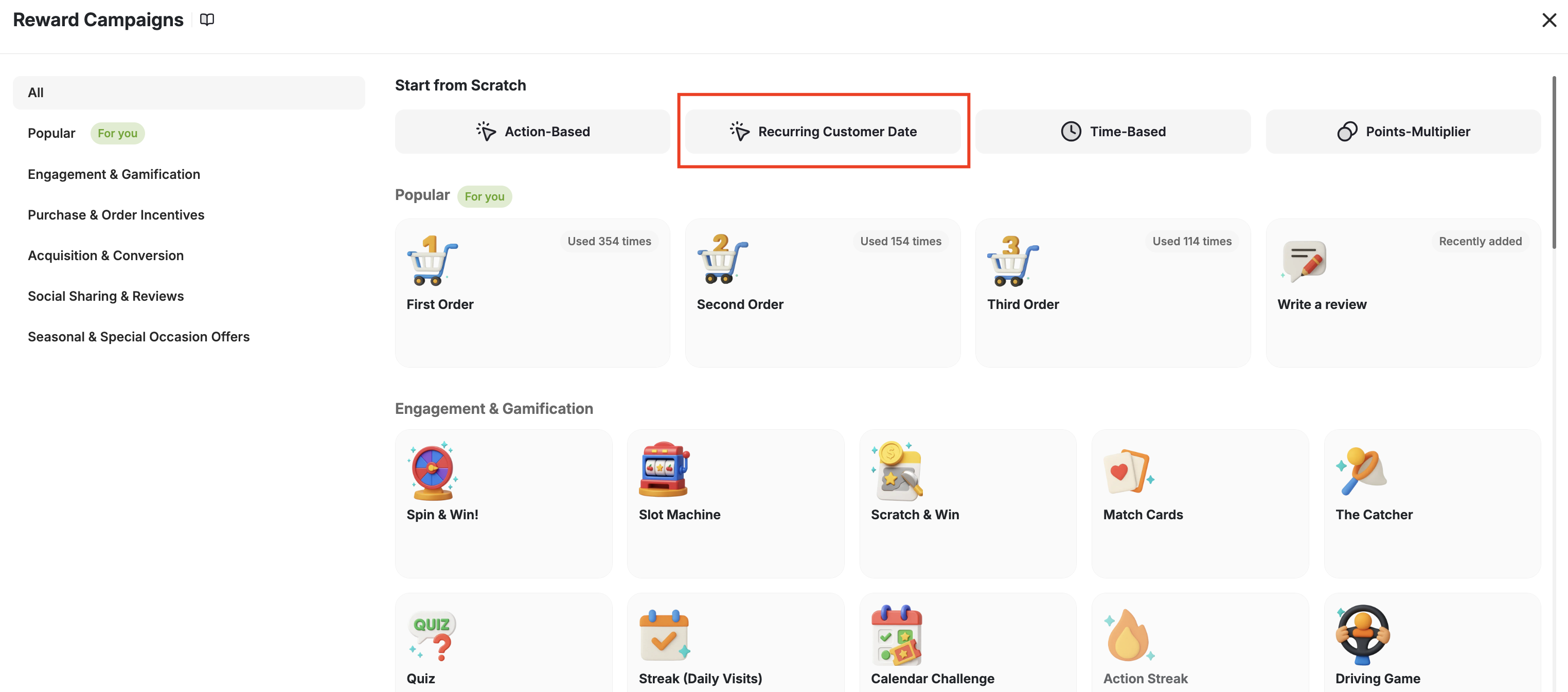 Create recurring customer date campaign