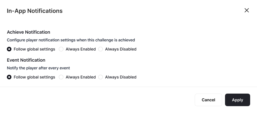 Notification options