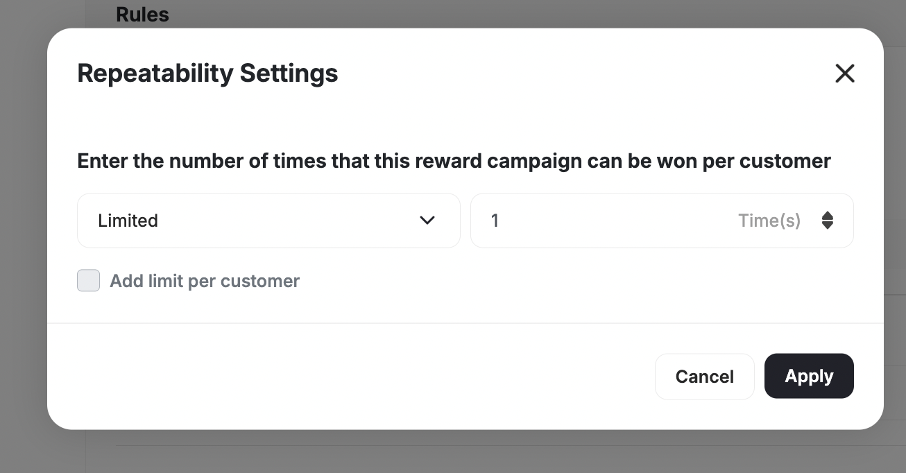 Repeatability settings
