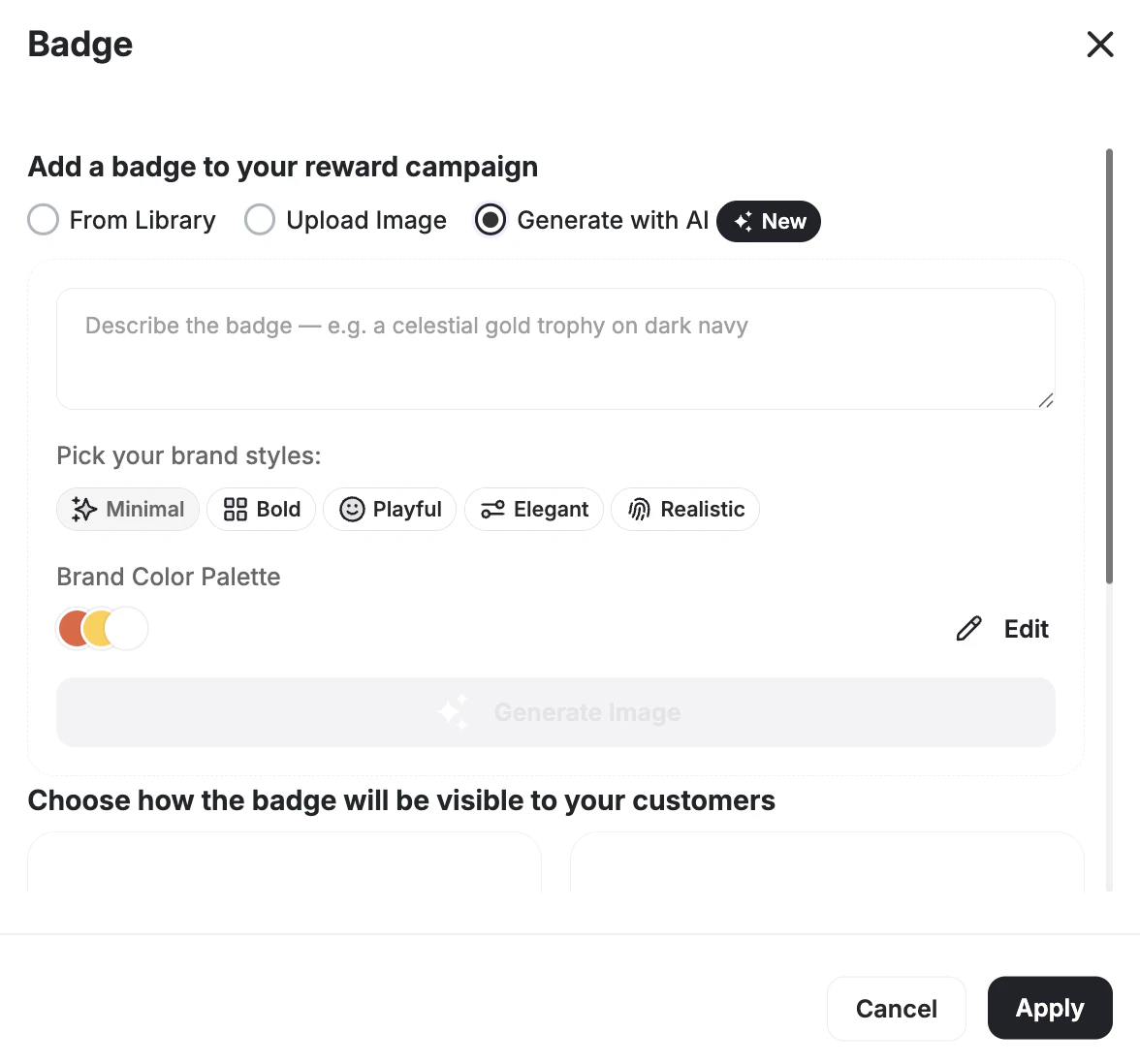 AI Image Studio badge generation in campaign creation