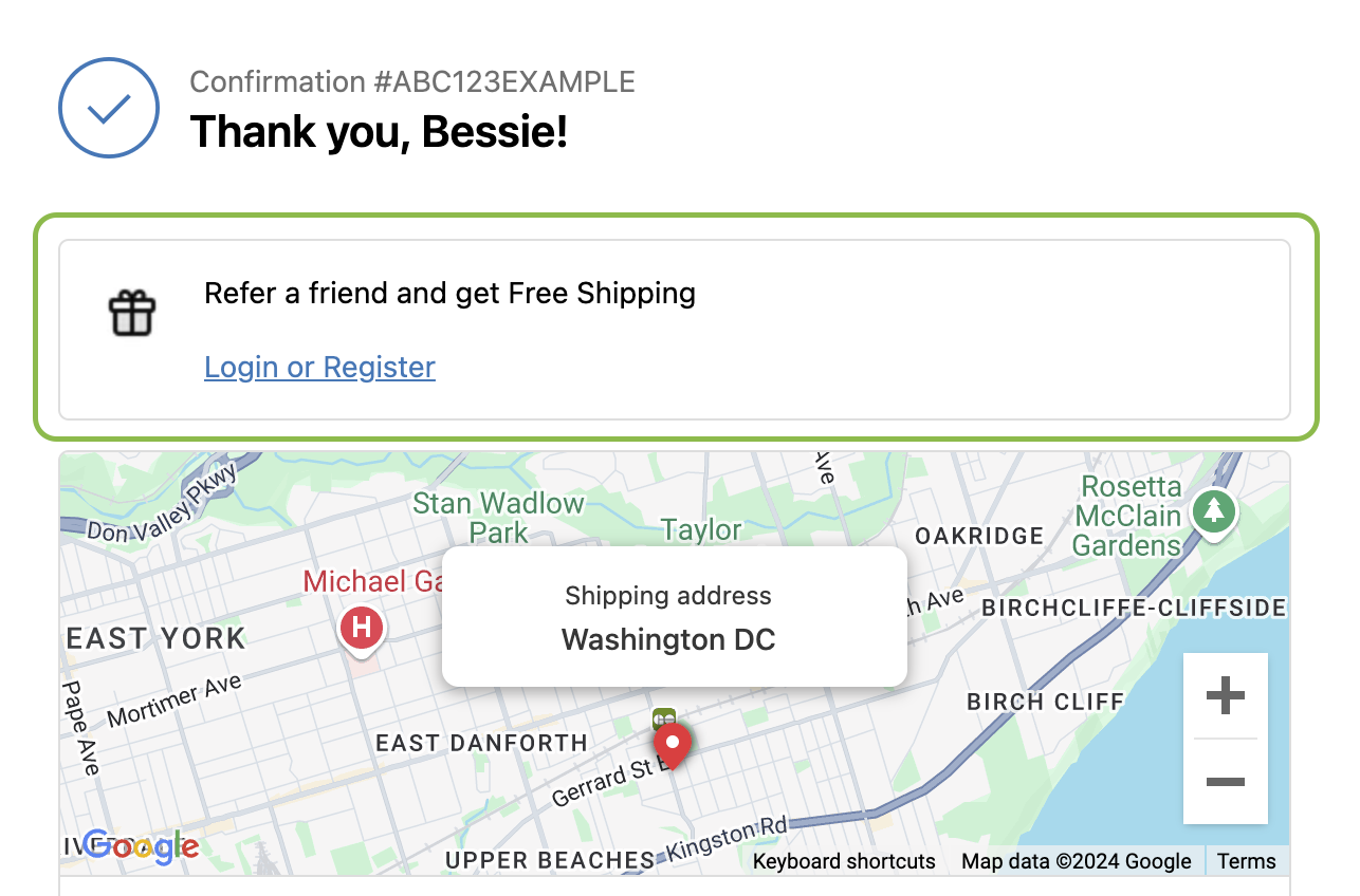 Guest customer referral link view