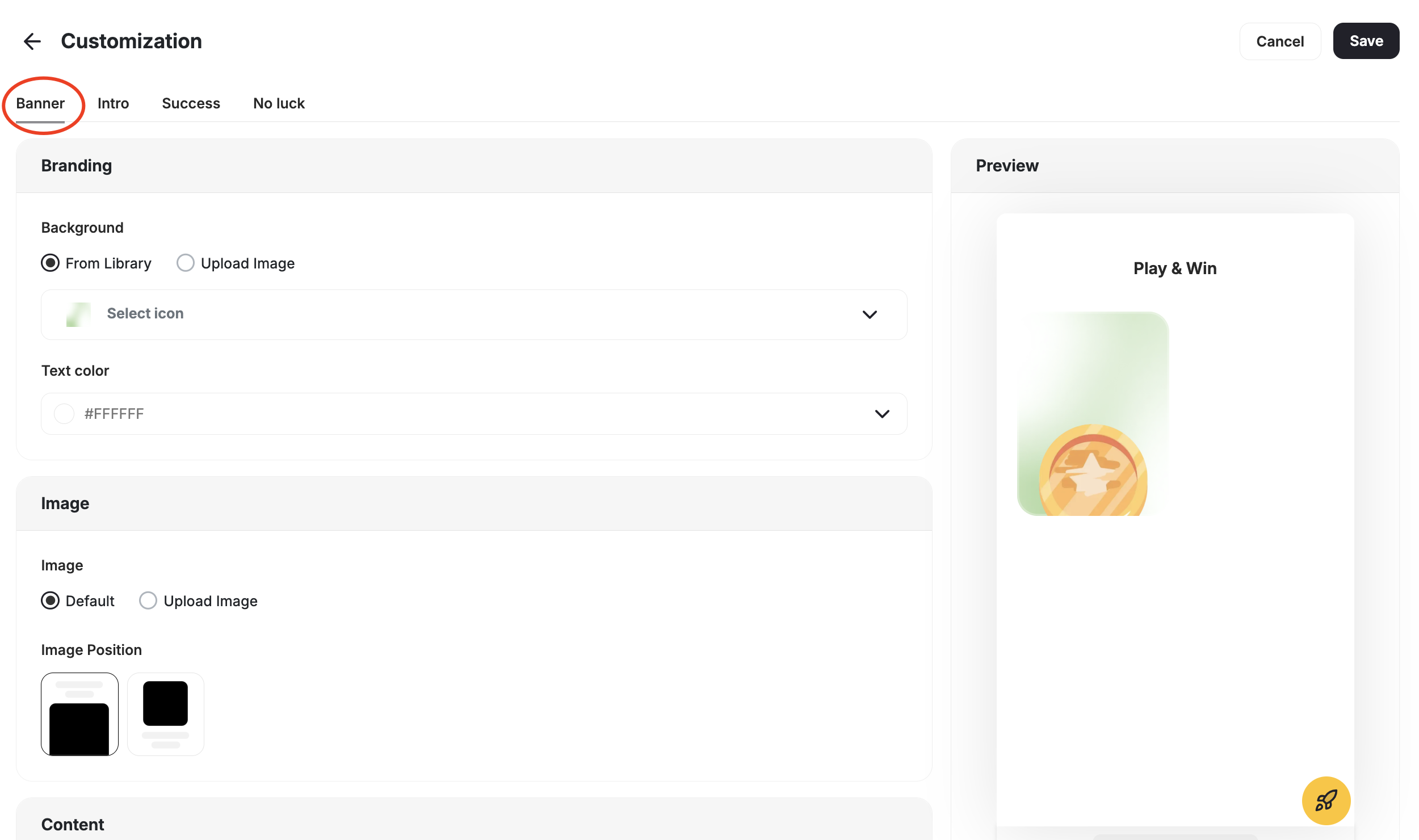 Game banner customization options