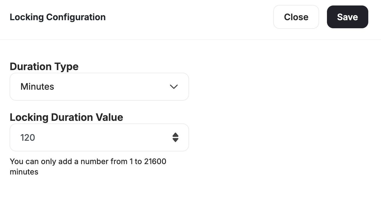 Lock duration settings