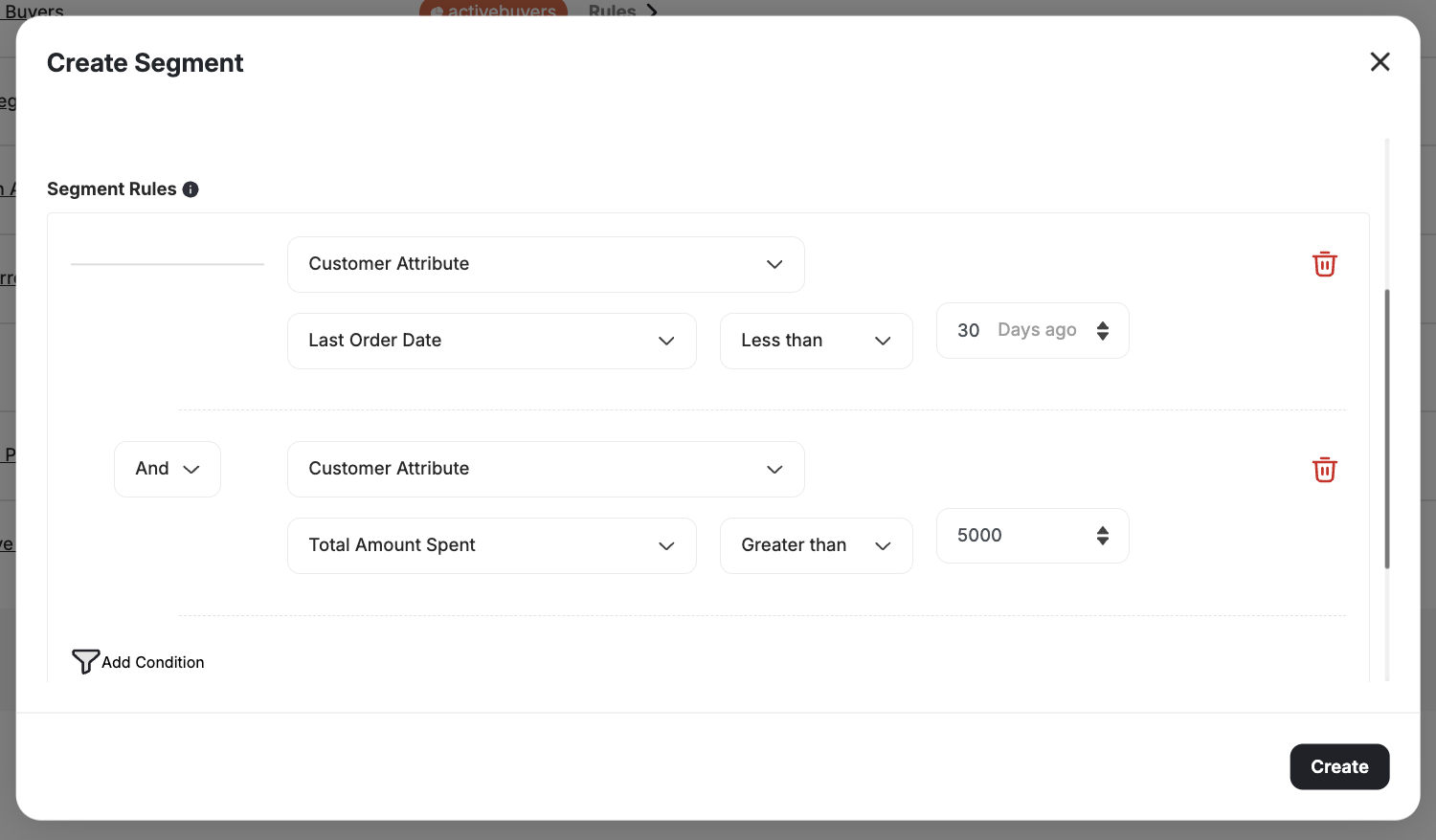 Champions segment configuration