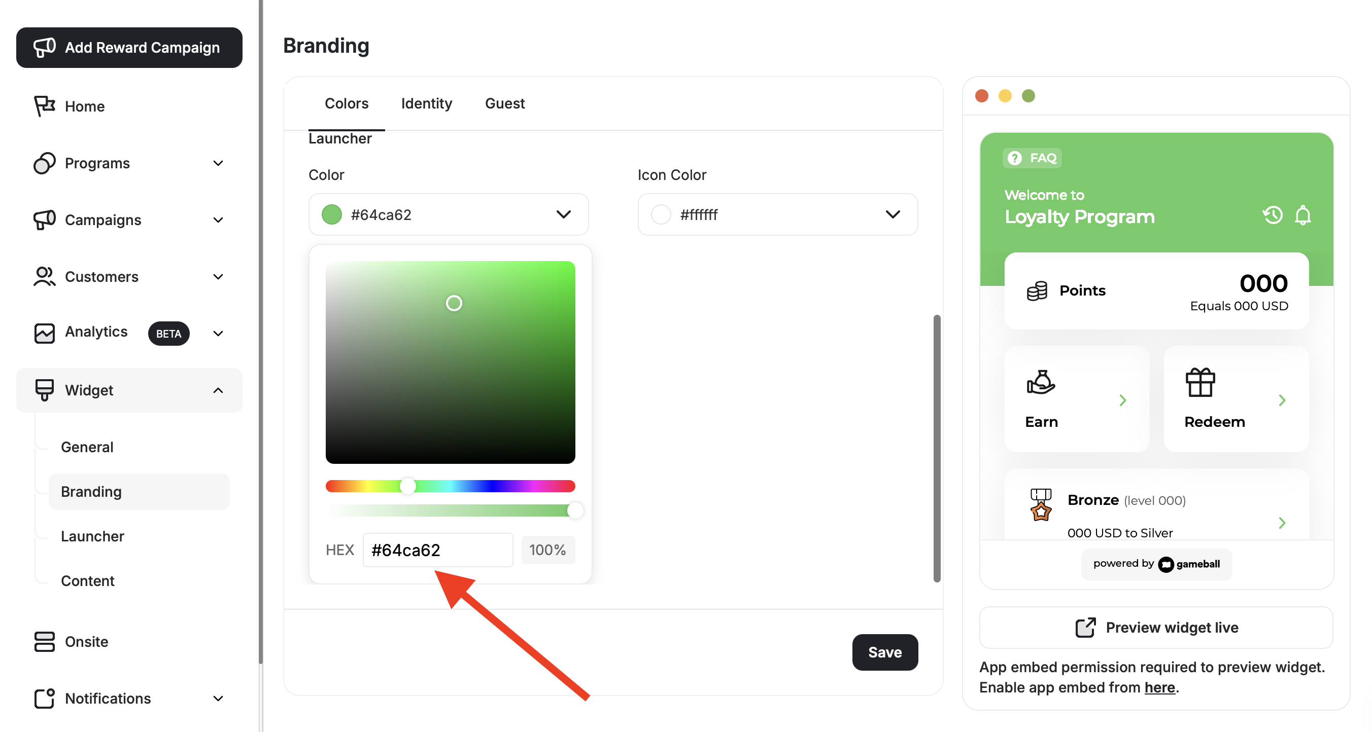 Color picker palette