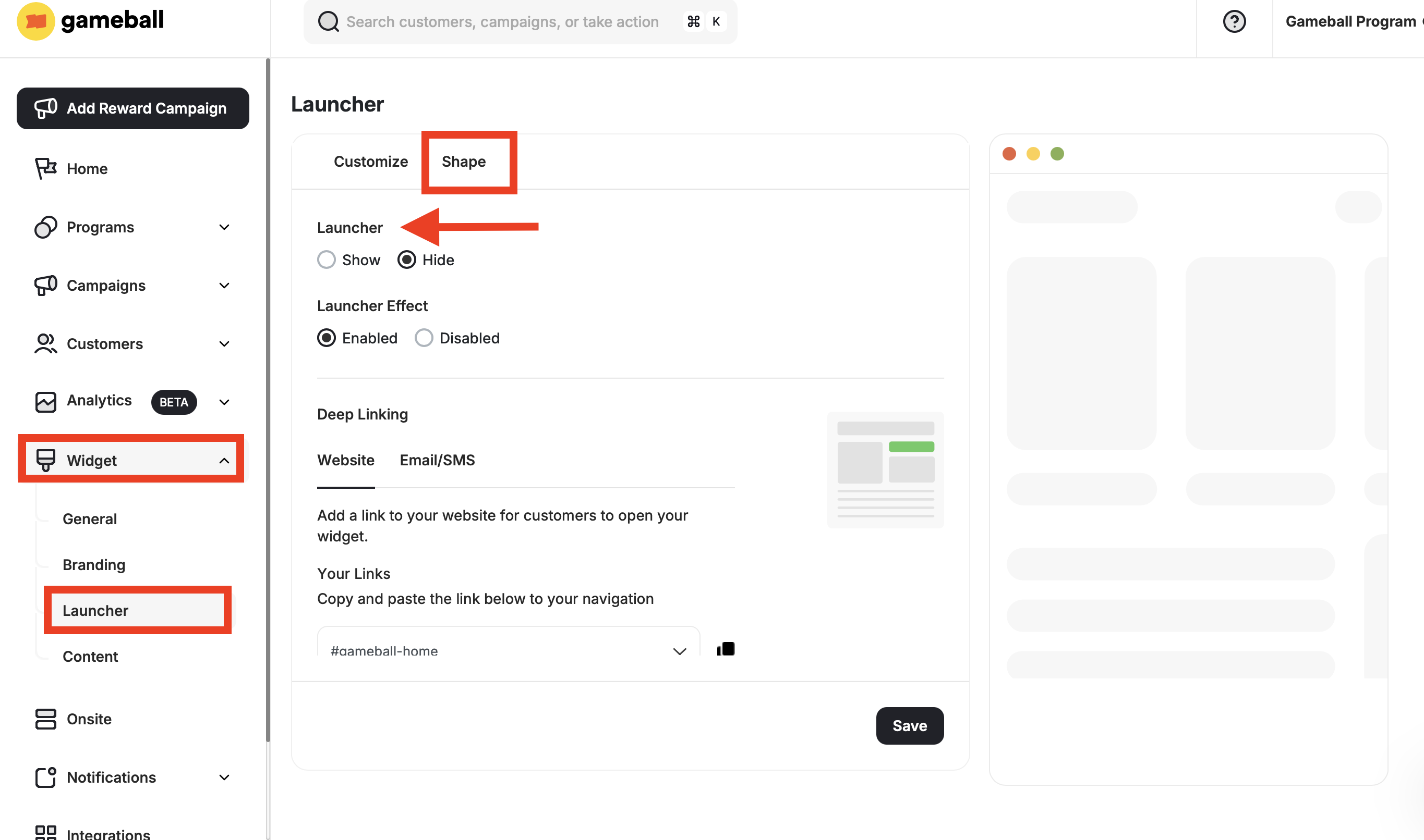 Hide launcher button option