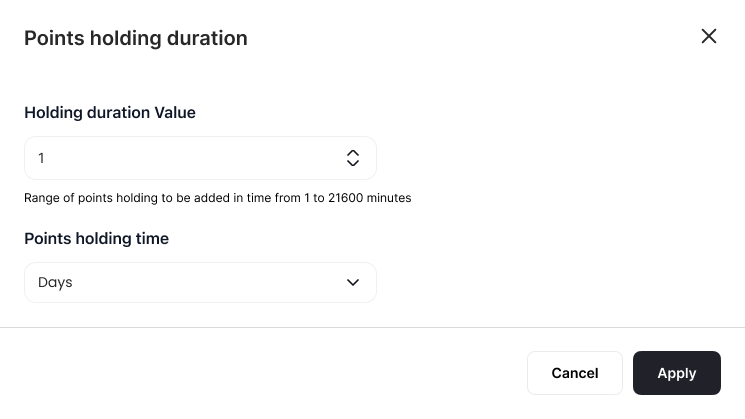 Points Holding Configuration