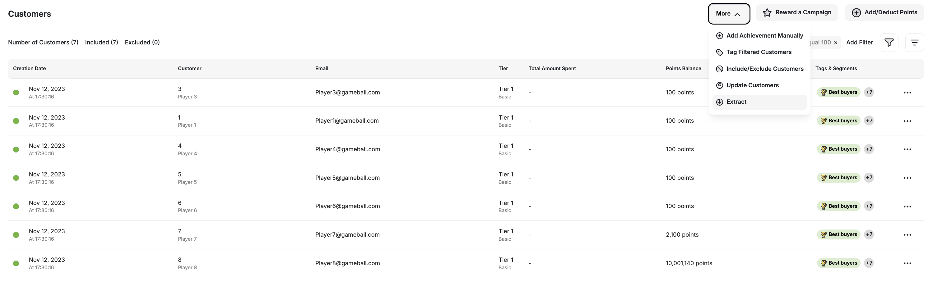 Adjust Tier - Multiple Customers