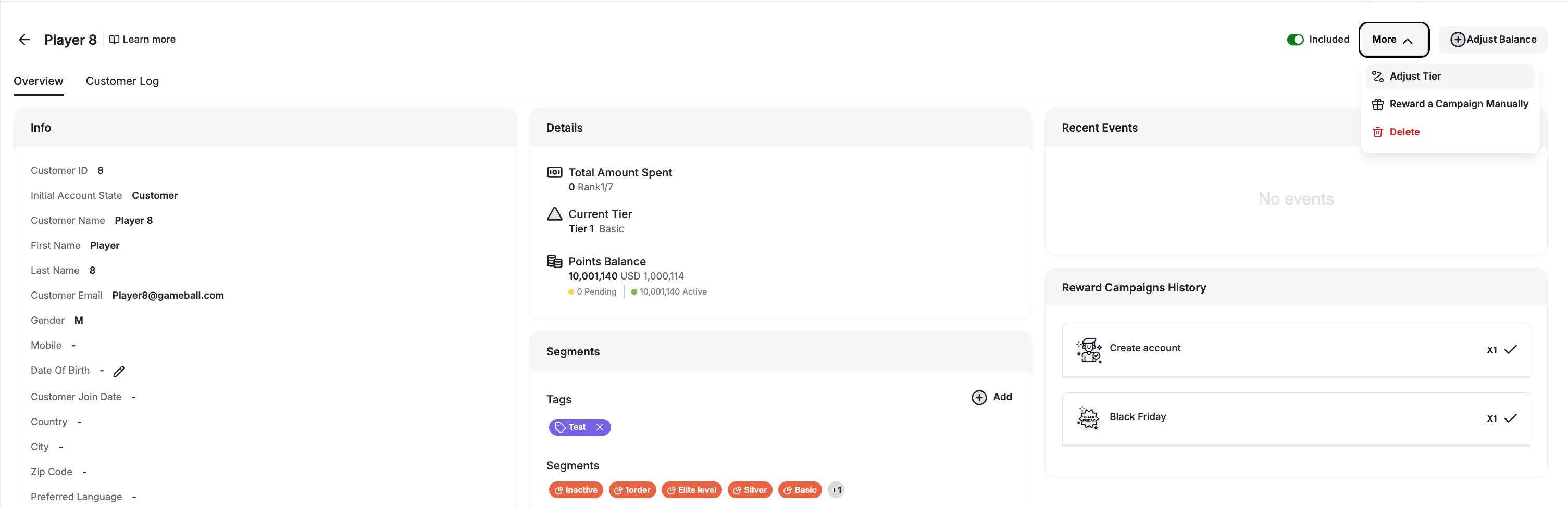 Adjust Tier - Single Customer