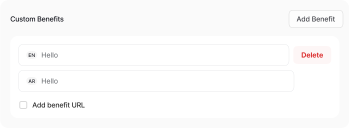 Custom Benefits Configuration