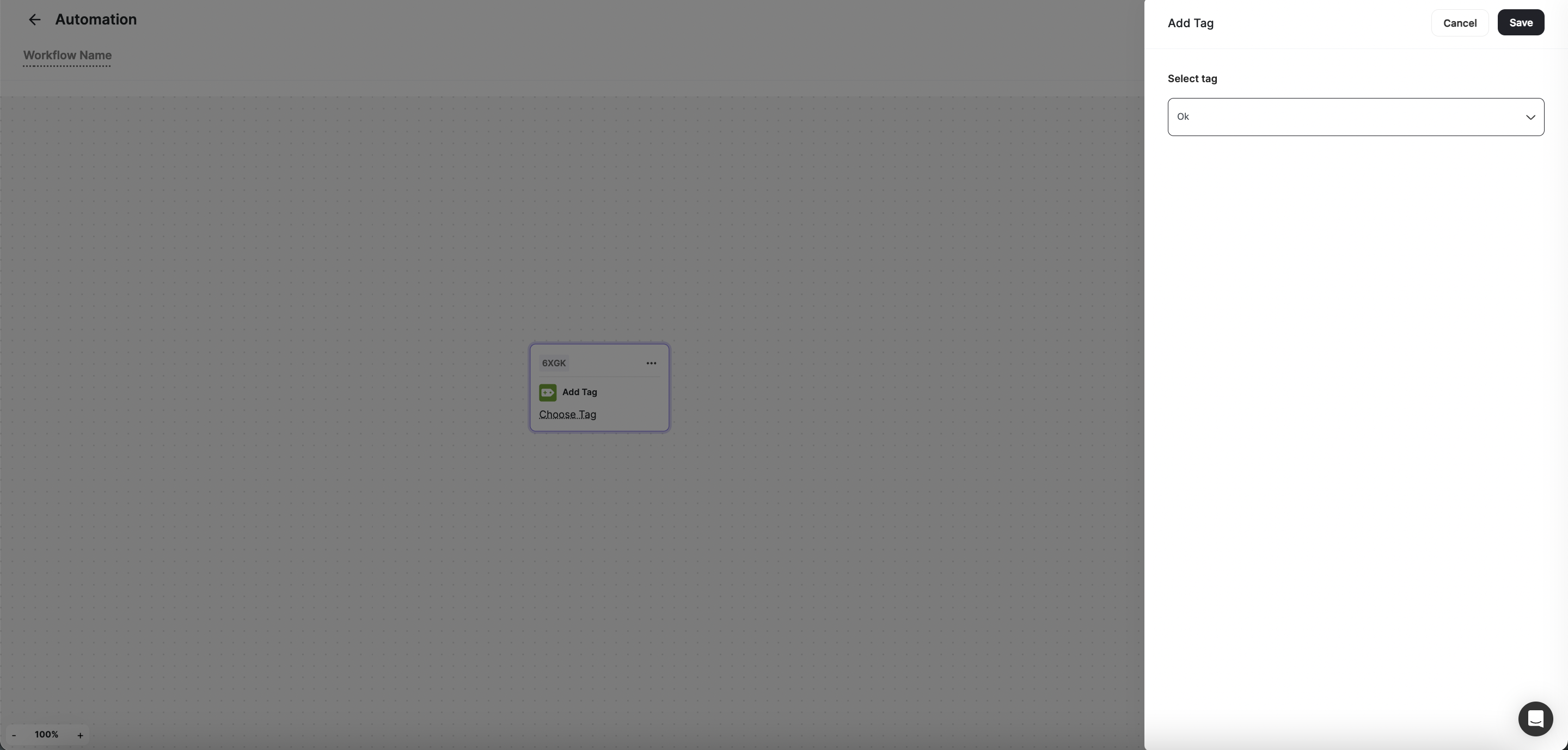 Add Tag action configuration