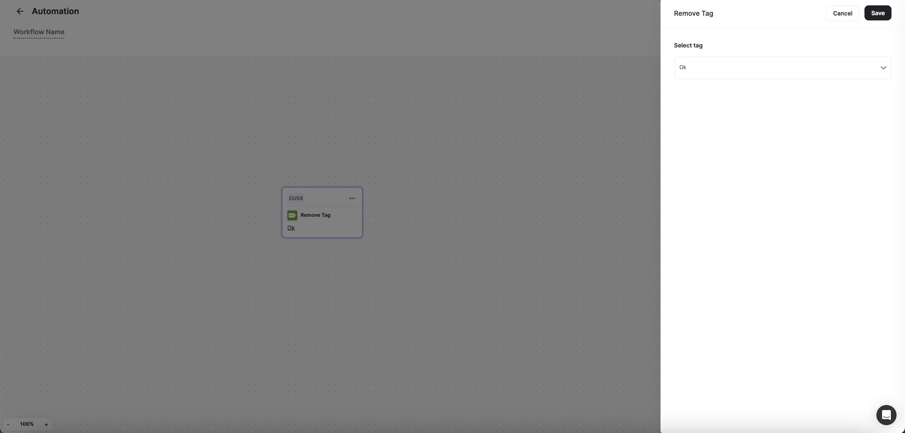 Remove Tag action configuration