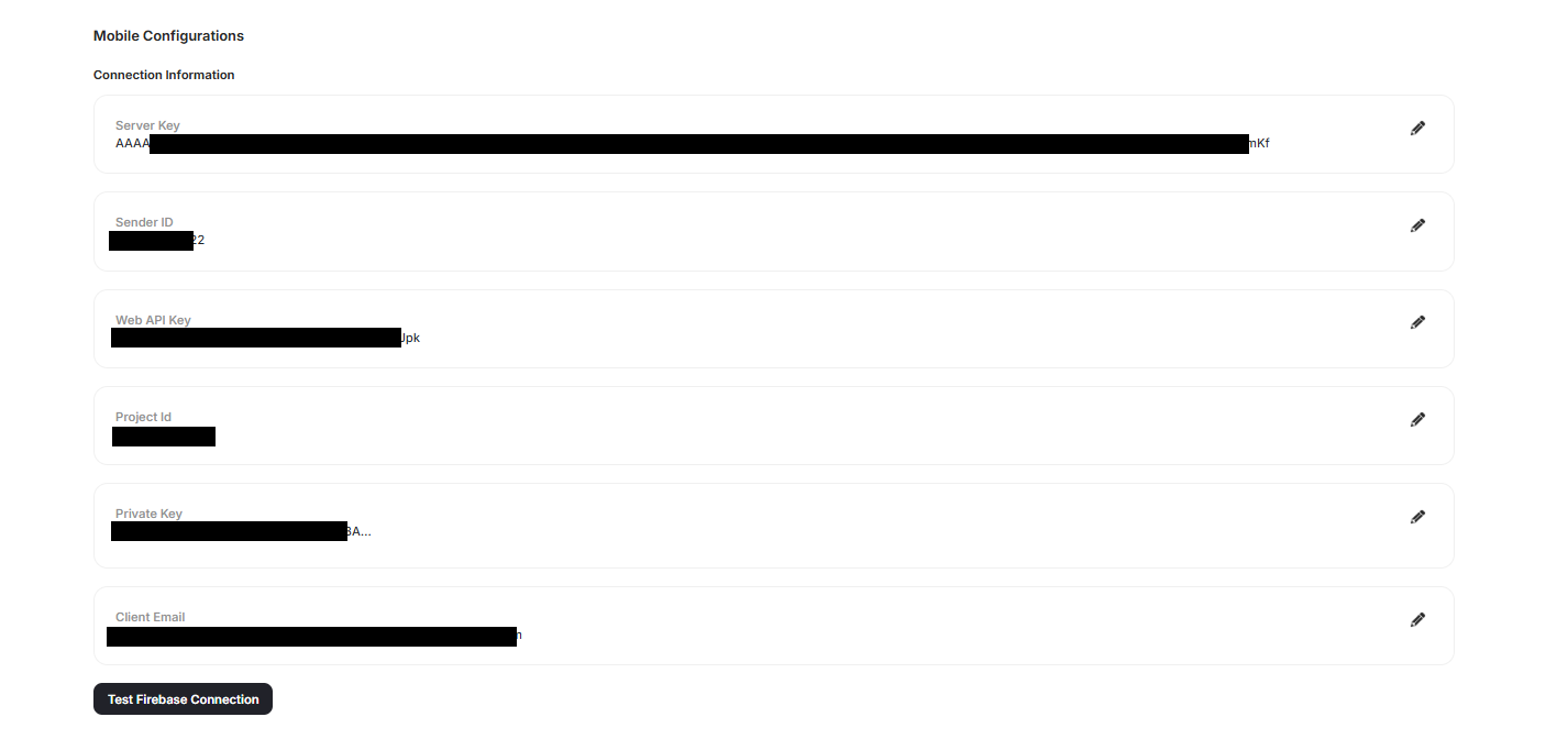 FCM Configuration Fields
