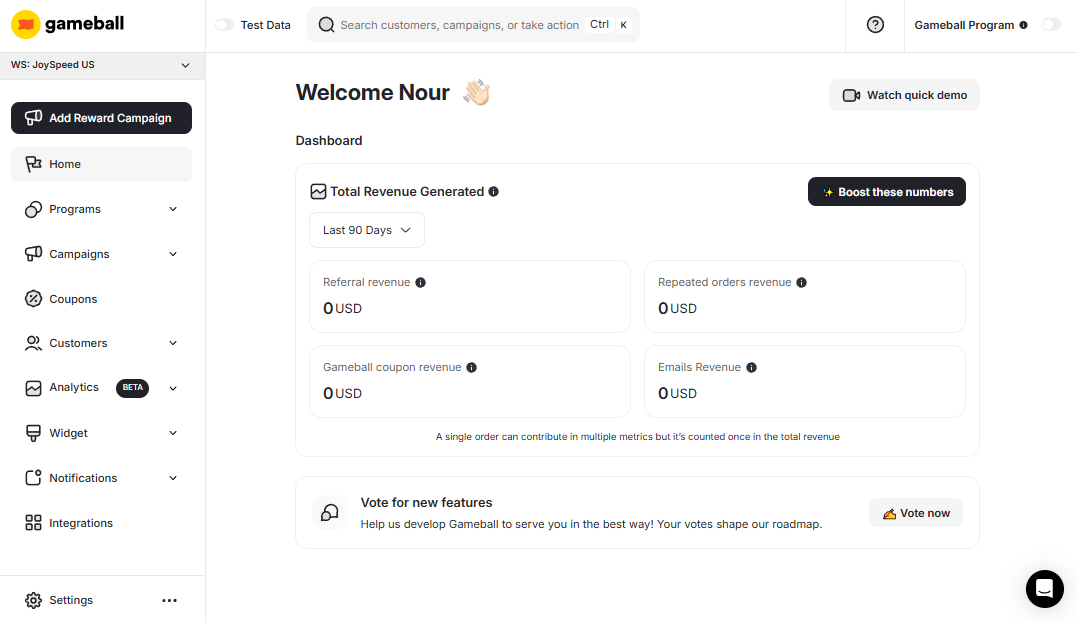 New Workspace Dashboard