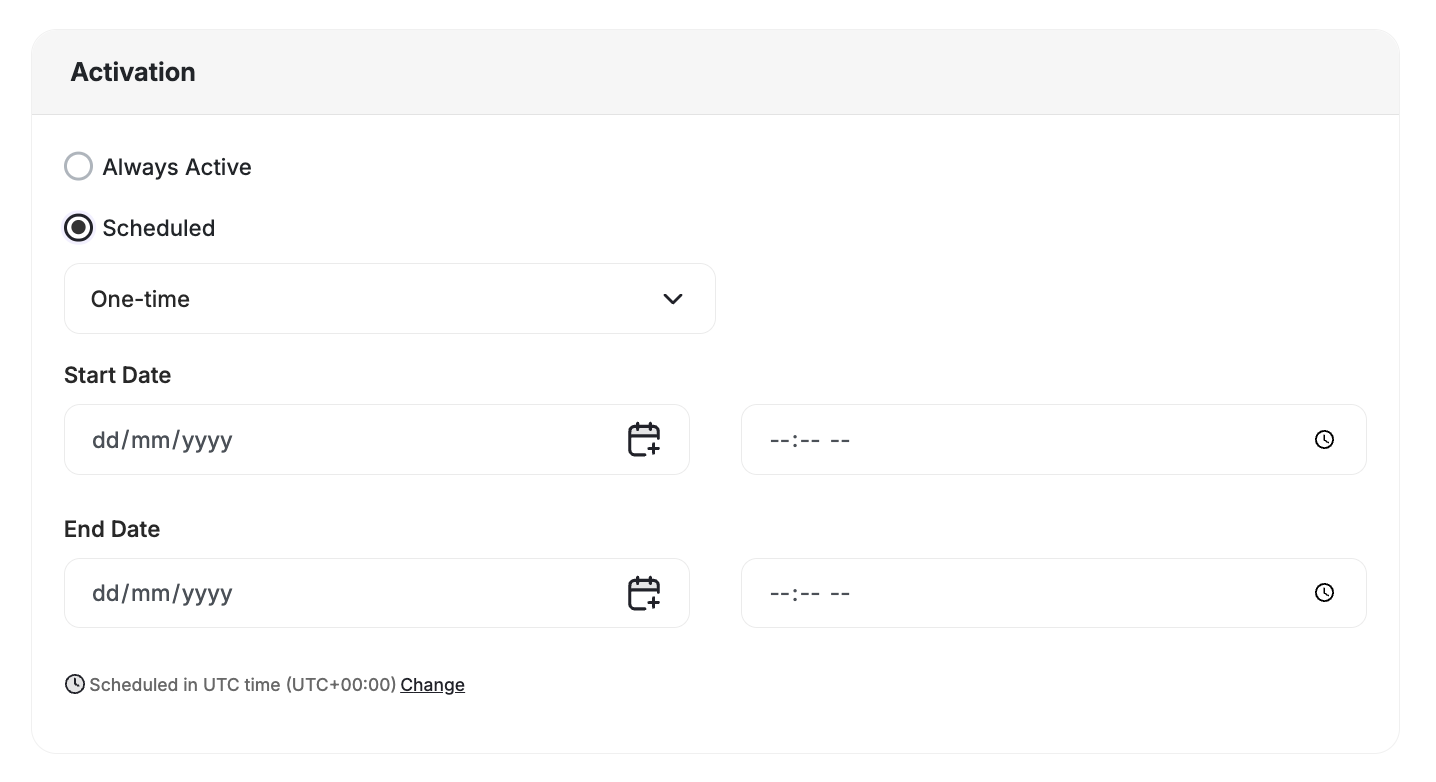 Scheduling field showing Cairo time timezone hint