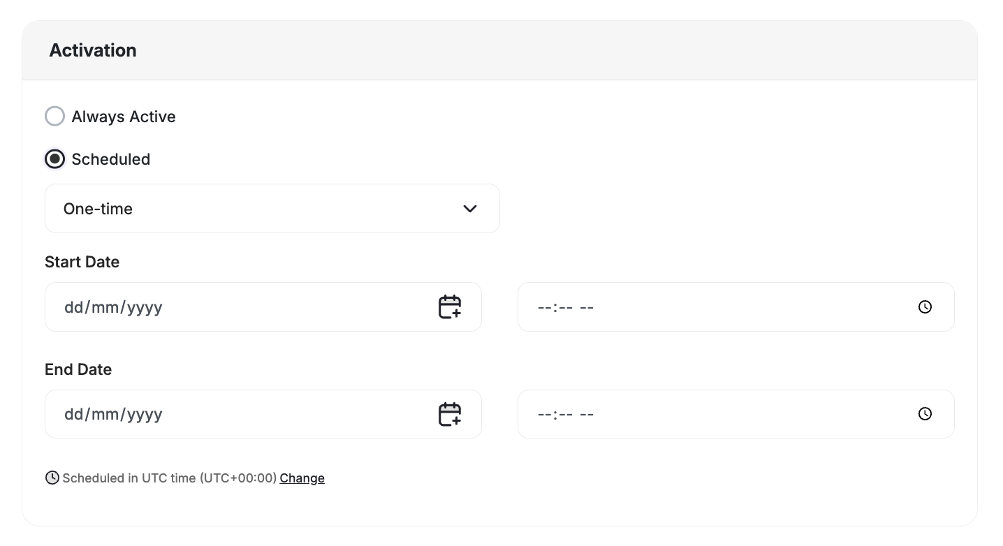 Scheduling field showing Cairo time timezone hint
