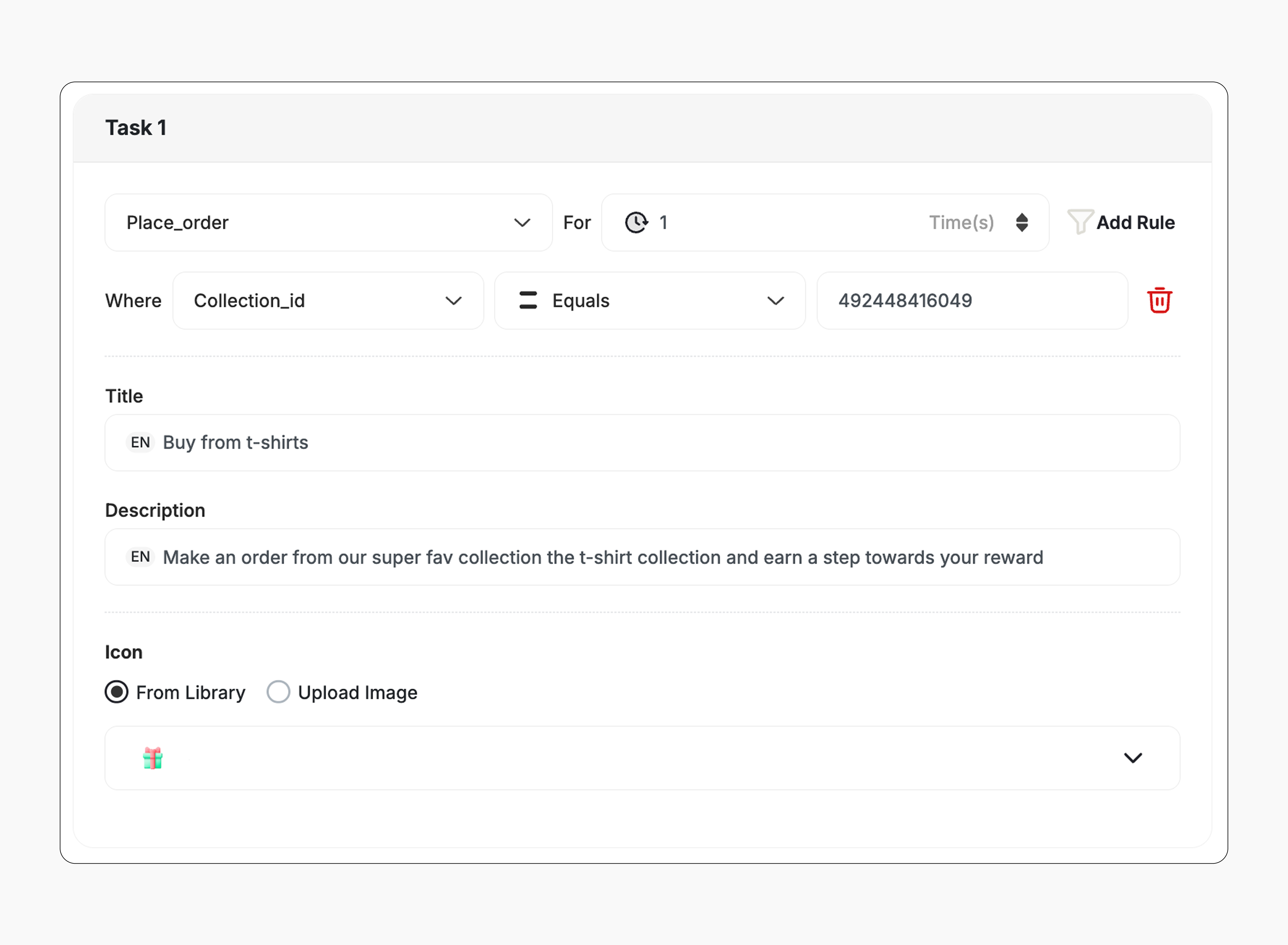 Mission tasks configuration