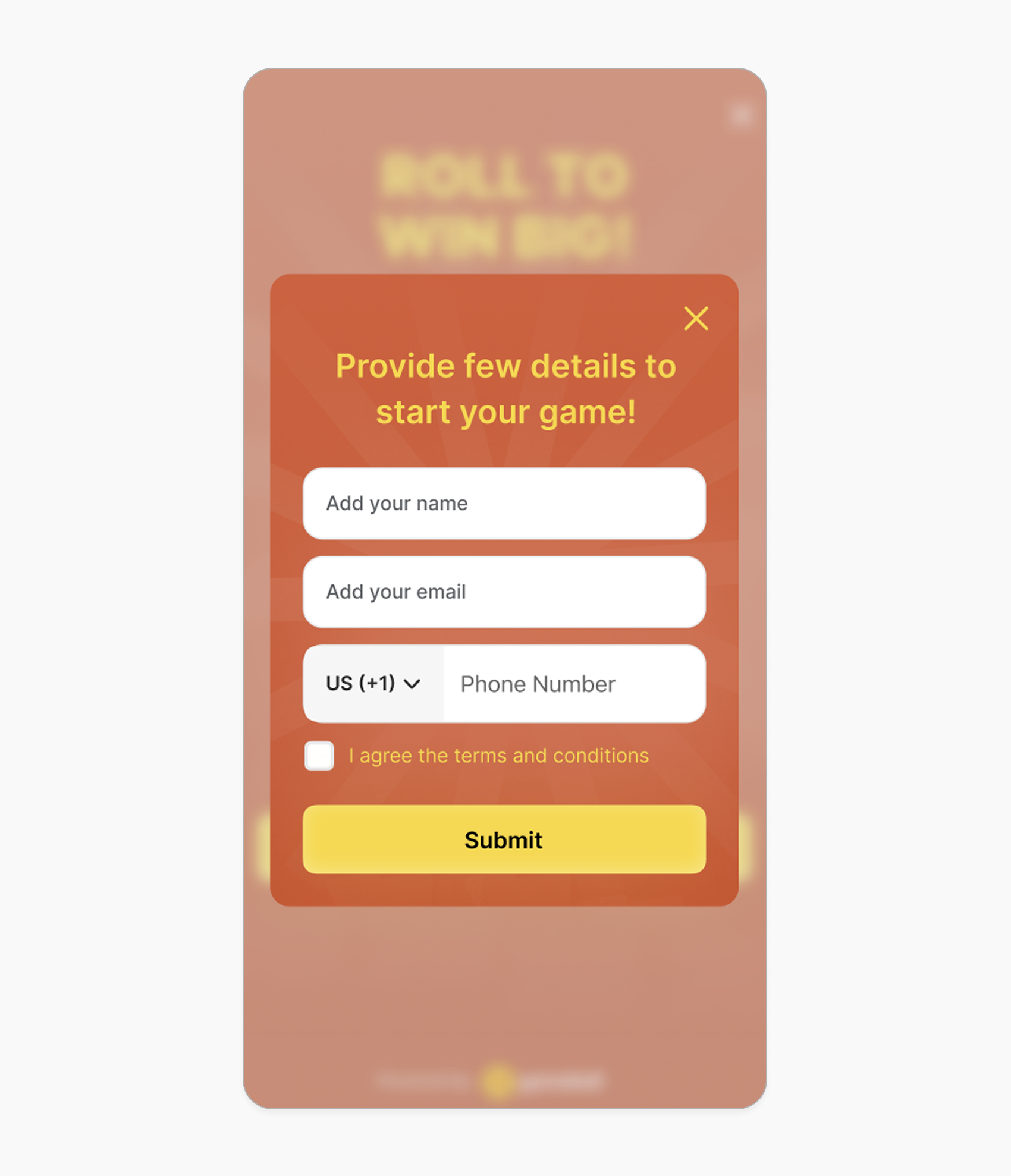 Slot machine anonymous lead form