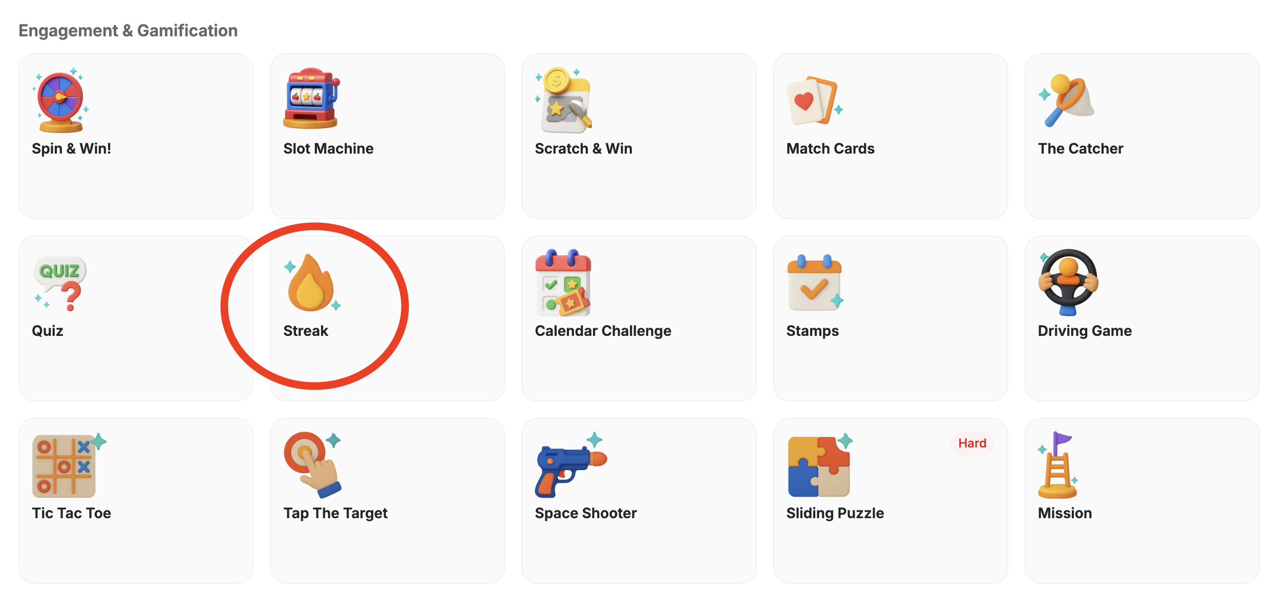 Select streak template