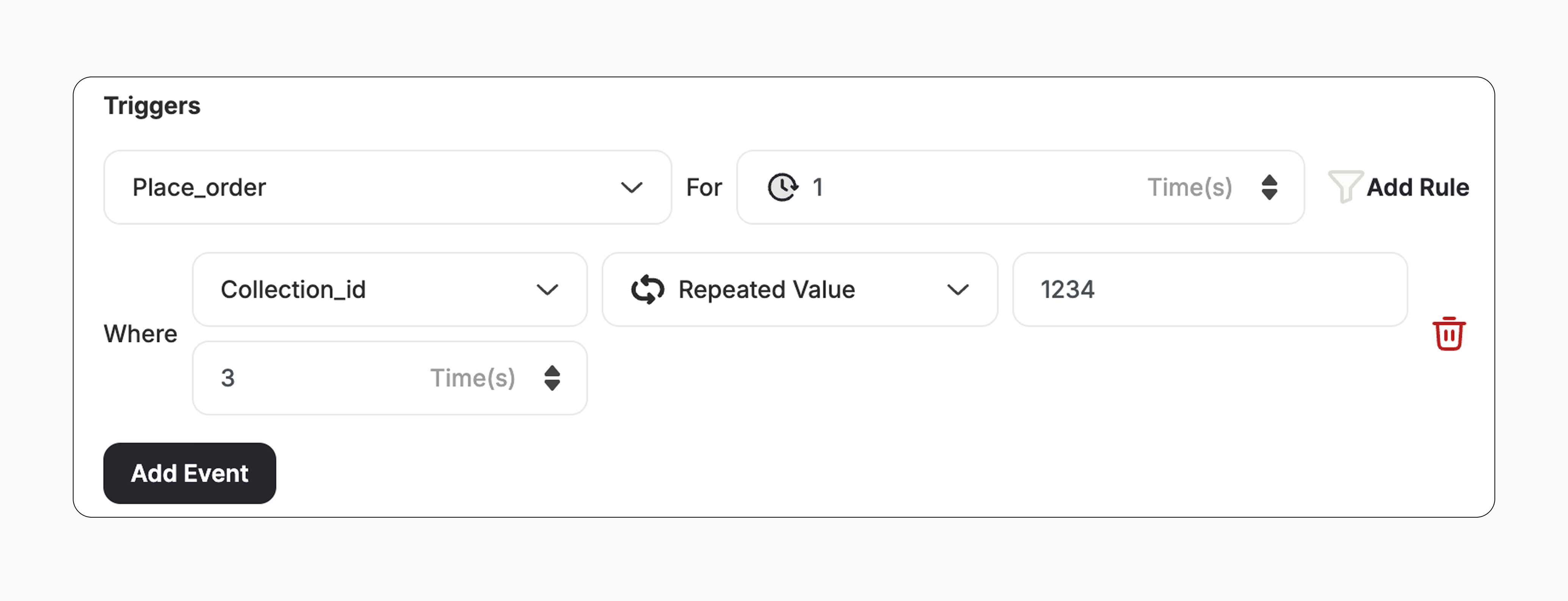 Buy 3 items from collection trigger setup