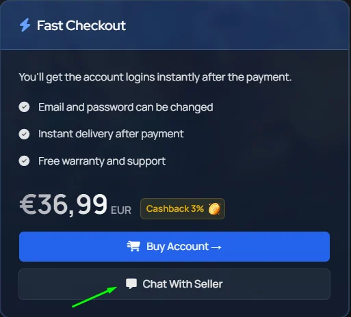 Message seller option on a product page