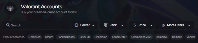 Search filters on a GameBoost category page