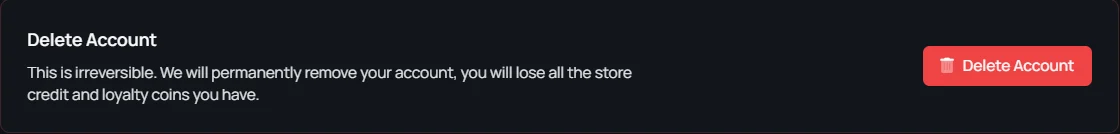 Delete Account option in account settings