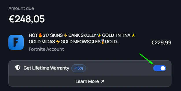 Lifetime warranty option at checkout