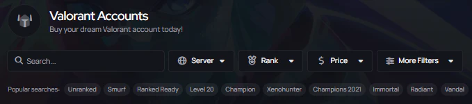 Search filters on a GameBoost category page