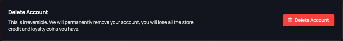 Delete Account option in account settings