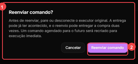 Resend warning dialog with the duplicate-delivery message and confirmation action highlighted