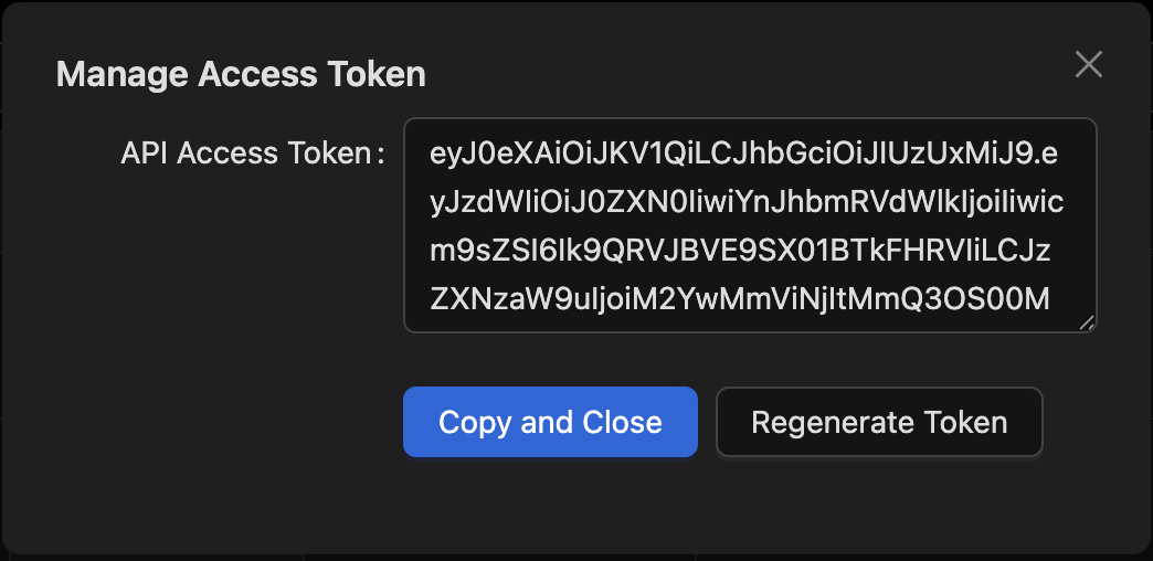 Token Management Interface