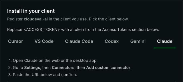 Glama Install in your client dialog with Claude selected and instructions to add a custom connector