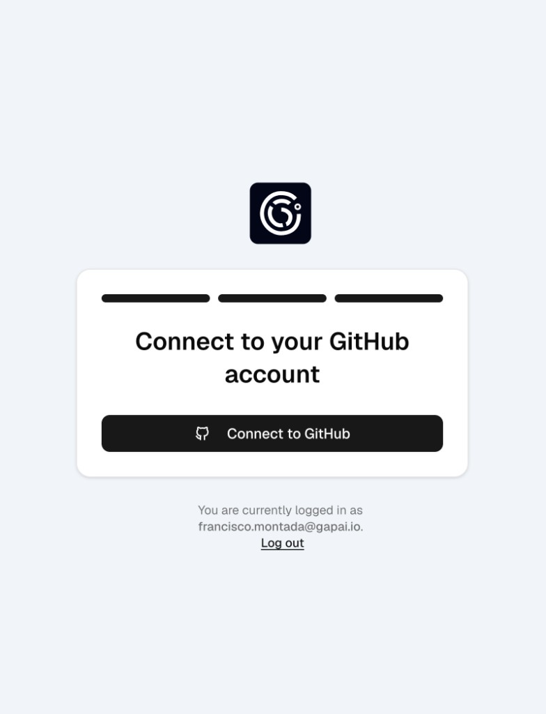 Connect to your GitHub account screen with a Connect to GitHub button.