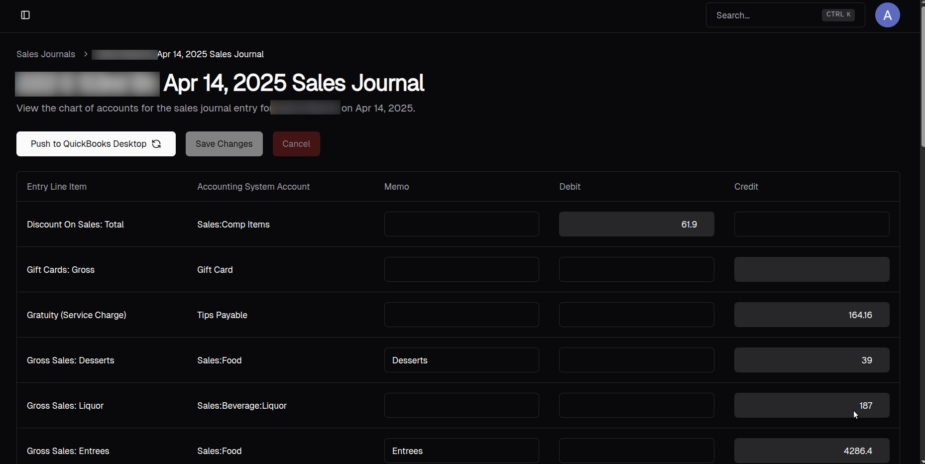 Expanded sales journal entry showing the line-by-line breakdown