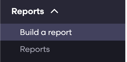 Grubhub menu with Reports > Build a Report selected