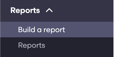 Grubhub menu with Reports > Build a Report selected