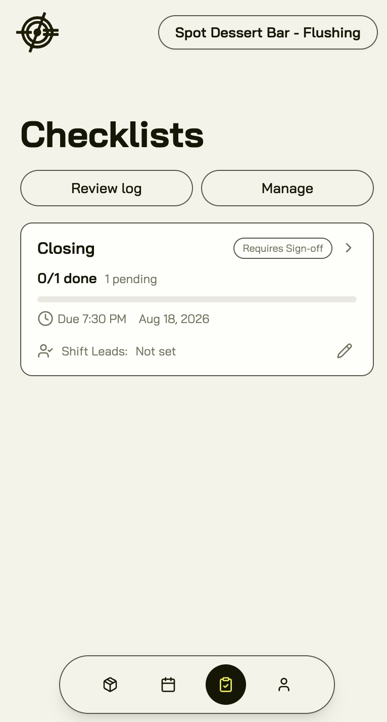 Today's routines: progress, due time, and sign-off status